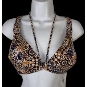 Shade & Shore Mosaic Print Bikini Top Women 32B Multicolor Padded Swim